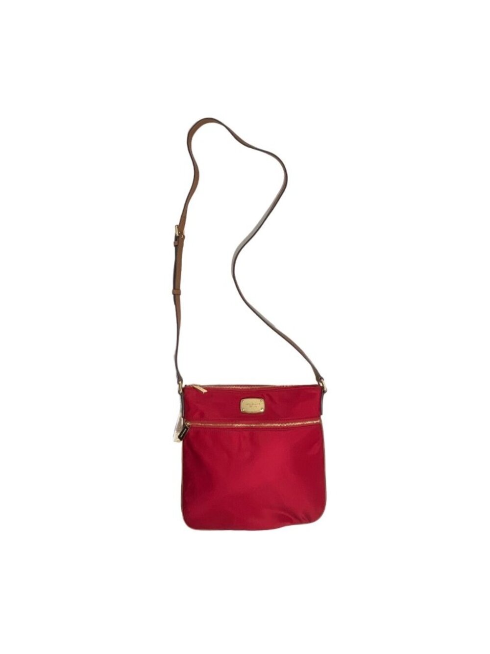 Michael Kors Women's Red Jet Set Flat Crossbody Bag With Gold Accents